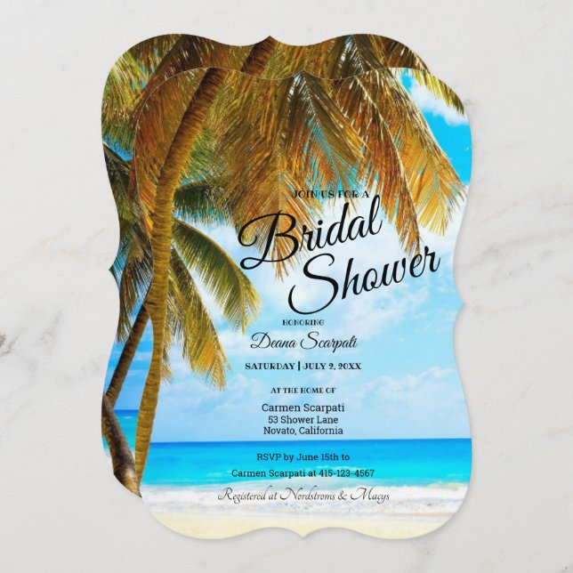 Beach, Palm Trees, Ocean  Invitation (Front/Back)