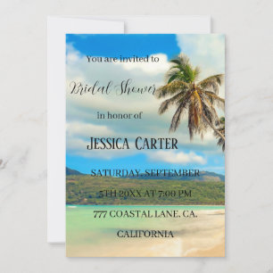 Beach Palm Trees Ocean Tropical Bridal Shower  Invitation