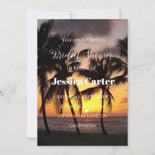 Beach Palm Trees Ocean Tropical Bridal Shower Invitation