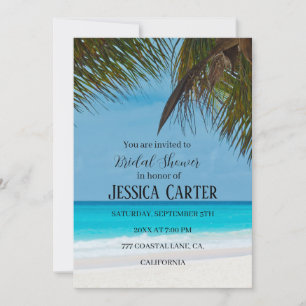 Beach Palm Trees Ocean Tropical Bridal Shower Invitation
