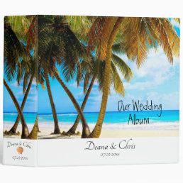 Beach, Palm Trees, Ocean Wedding Album 3 Ring Binder