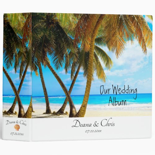Beach Palm Trees Ocean Wedding Album 3 Ring Binder