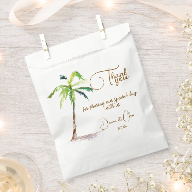 Beach Palm Trees Ocean Wedding Favor Bag (Clipped)
