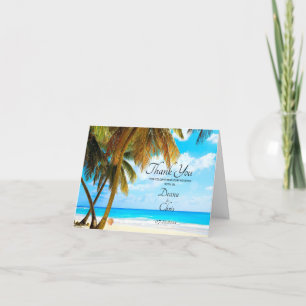 Beach, Palm Trees, Ocean Wedding Letterpress Thank You Card