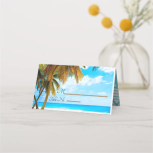 Beach, Palm Trees, Ocean Wedding Place Card