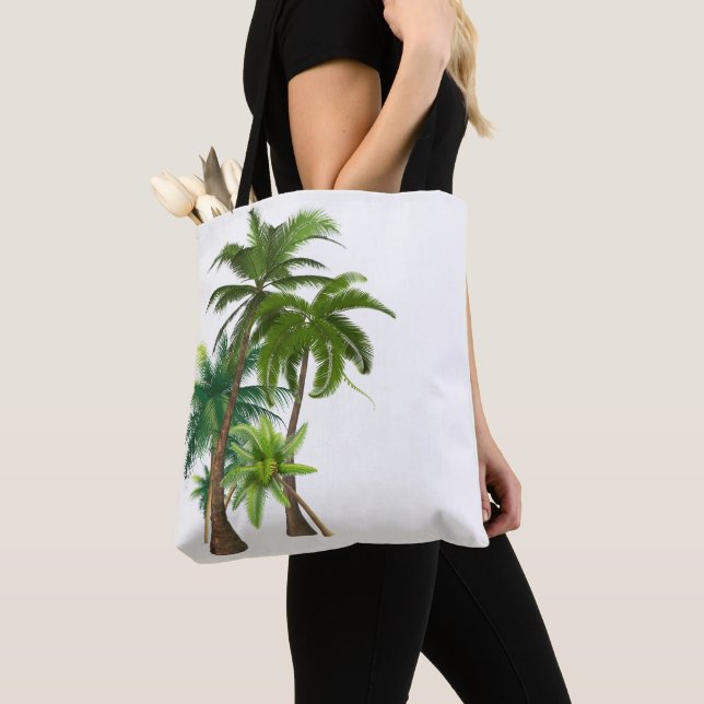 Beach Palm Trees Ocean Wedding Tote Bag (Close Up)