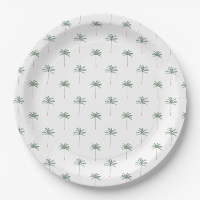 Beach Palm Trees Paper Plates (Front)
