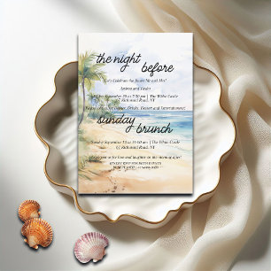 Beach Palm Trees Rehearsal Dinner & Sunday Brunch Invitation