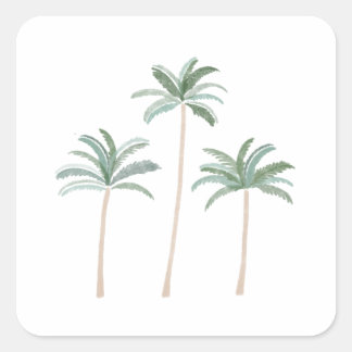 Beach Palm Trees  Square Sticker