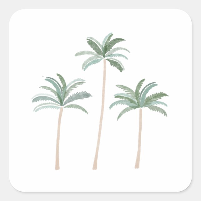 Beach Palm Trees  Square Sticker (Front)