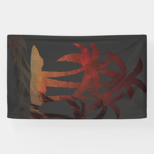 Beach Palm Trees Sunset Banner