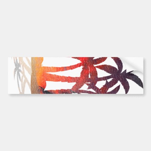 Beach Palm Trees Sunset Bumper Sticker