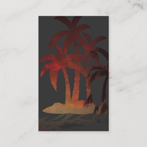 Beach Palm Trees Sunset Business Card