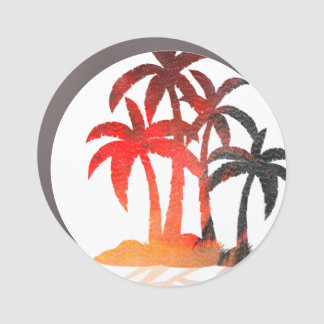Beach Palm Trees Sunset Car Magnet