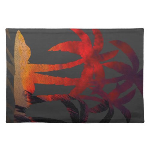 Beach Palm Trees Sunset Cloth Placemat