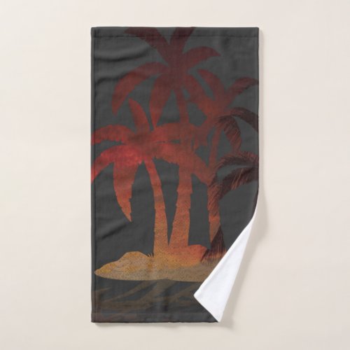Beach Palm Trees Sunset Hand Towel