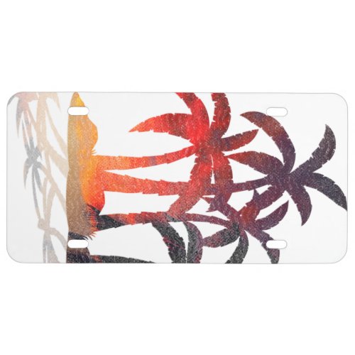 Beach Palm Trees Sunset License Plate
