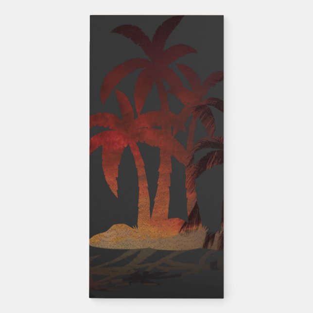 Beach Palm Trees Sunset Magnetic Notepad (Front)