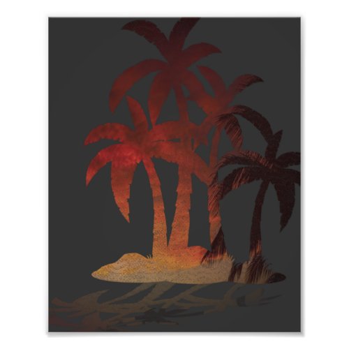 Beach Palm Trees Sunset Photo Print