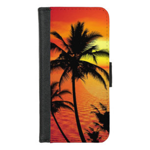 Beach Palm Trees Sunset Red Orange Tropical iPhone 8/7 Wallet Case