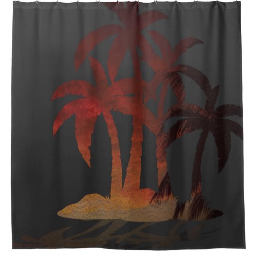 Beach Palm Trees Sunset Shower Curtain