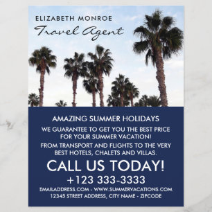Beach Palm Trees, Travel Agent Advertising Flyer