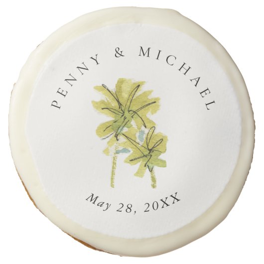 Beach Palm Trees Tropical Minimal Sugar Cookie (Front)