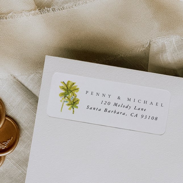 Beach Palm Trees Tropical Return Address Label (Watercolor palm trees chic return address label.)
