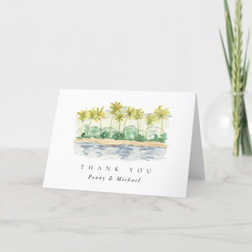 Beach Palm Trees Tropical Thank You Cards