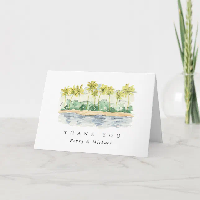 Beach Palm Trees Tropical Thank You Cards | Zazzle