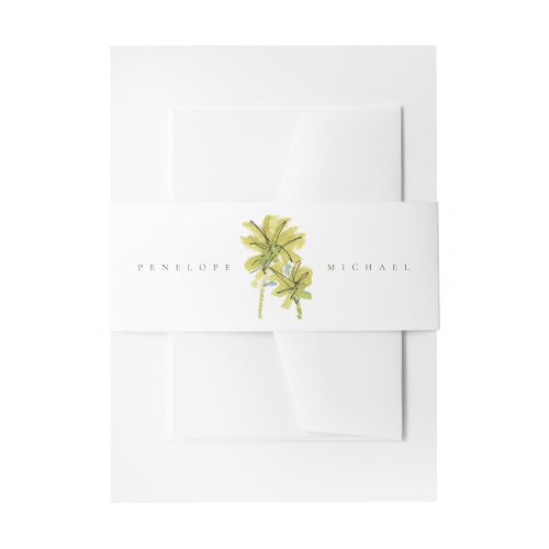 Beach Palm Trees Tropical Watercolor Wedding Invitation Belly Band