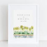 Beach Palm Trees Tropical Watercolor Wedding Poster at Zazzle