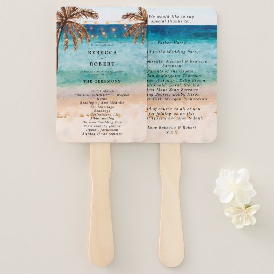 Beach Palm Trees Tropical Wedding Program Fans Zazzle Com