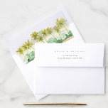 Beach Palm Trees Watercolor Return Address Envelope<br><div class="desc">Modern and painterly wedding envelopes featuring chic return address text on the front and back paired with a beautiful watercolor painting of tropical palm trees along the beach as the envelope liner. Painting inspired by Santa Barbara's coastline. Full matching wedding and stationery suite available.</div>