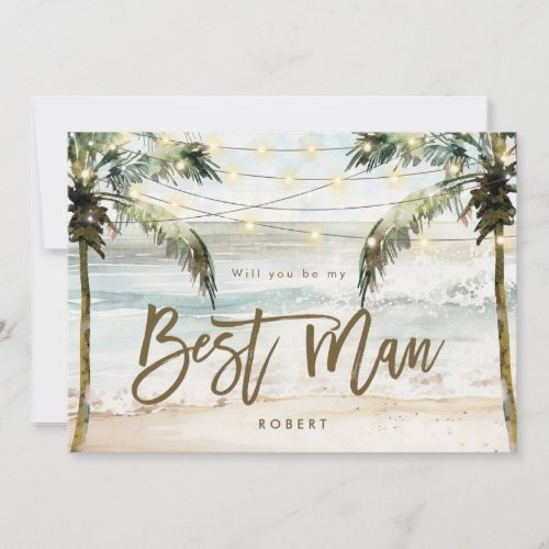 beach palms be my best man proposal card