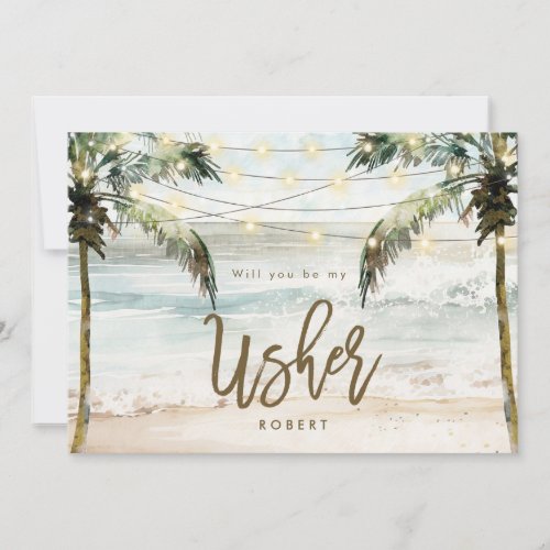 beach palms be my usher proposal card