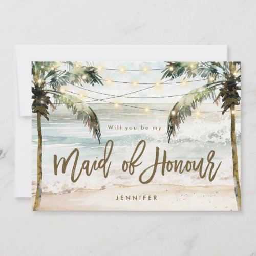 beach palms maid of honor proposal card