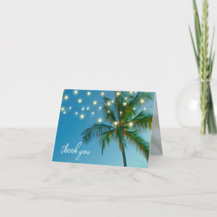 Beach Palms String Lights Blank All Occasion Letterpress Thank You Card