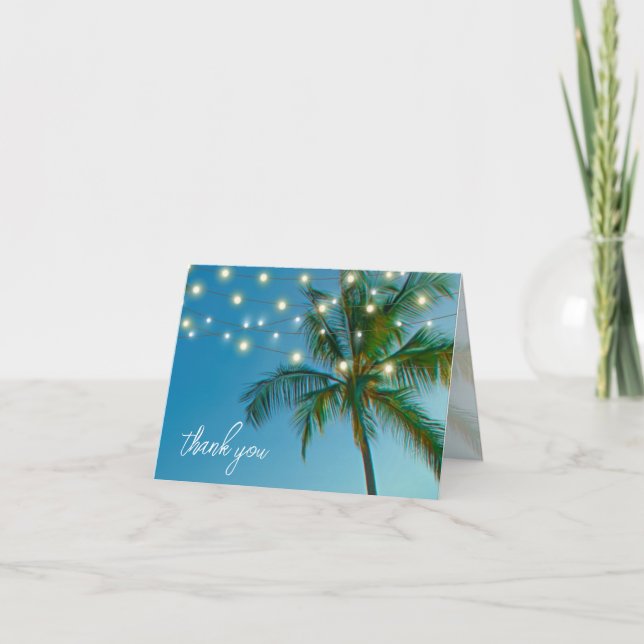 Beach Palms String Lights Blank All Occasion  Letterpress Thank You Card (Front)