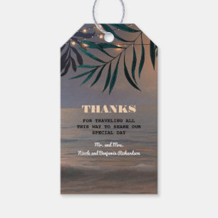 Beach Palms Sunset and String Lights Tropical Gift Tags