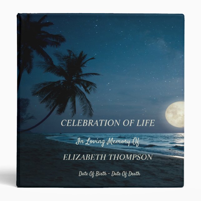 Beach Palms Sunset Celebration of Life  3 Ring Binder (Front)