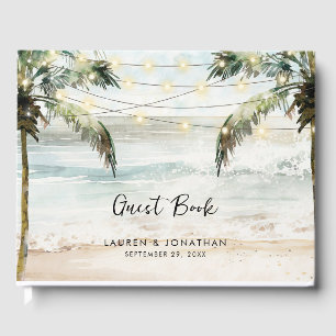 Beach palms tropical summer wedding guest book