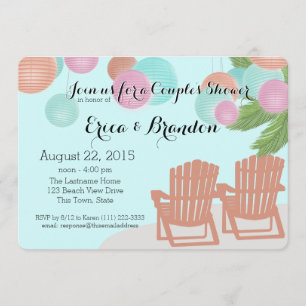 Beach Paper Lanterns Couple's Shower Invitation