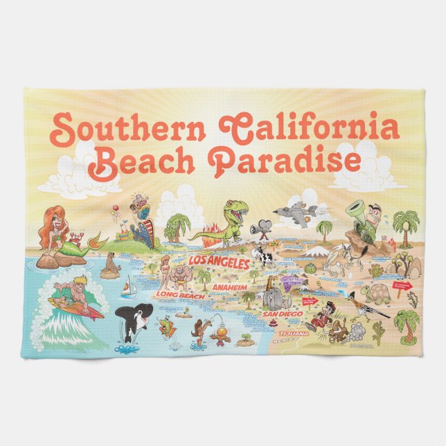 Beach Paradise California Kitchen Towel (Horizontal)