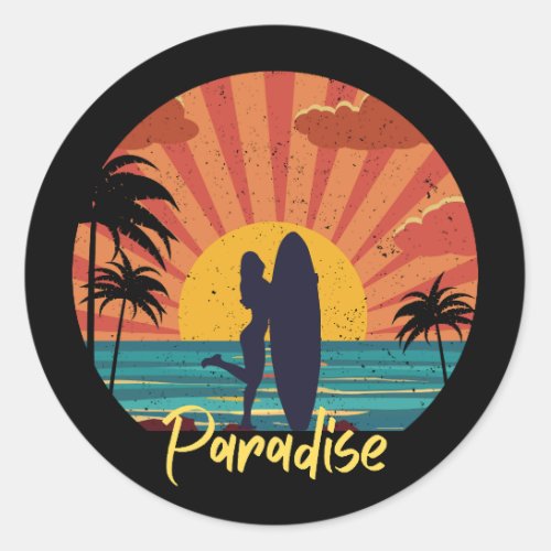 Beach Paradise Classic Round Sticker