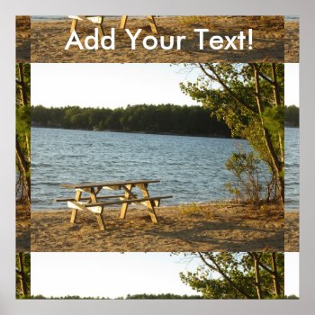 Beach Park Bench Poster by VacationPhotography at Zazzle