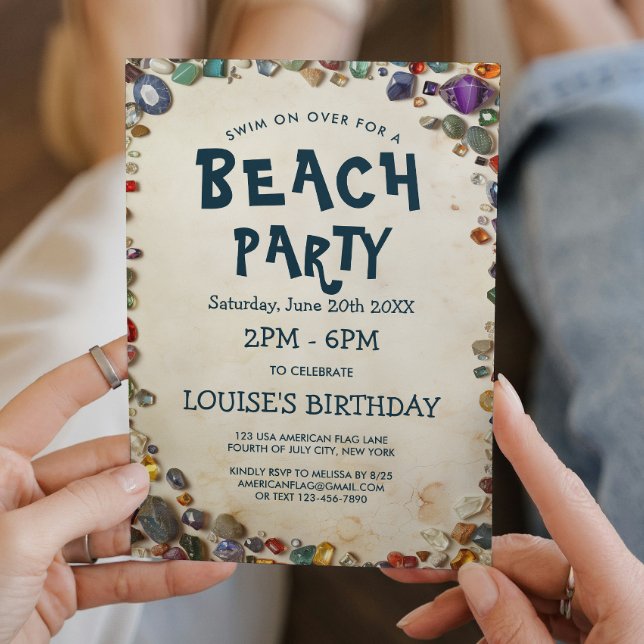 Beach Party and Diamond Send Invitation (Creator Uploaded)
