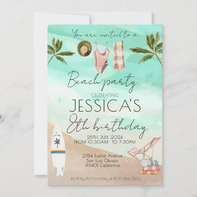 Beach Party Birthday First Birthday Girl Boy Invitation (Front)