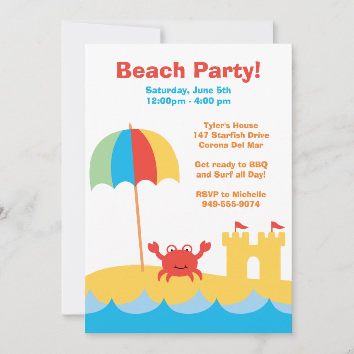 Beach Party Birthday Invitation | Zazzle.com