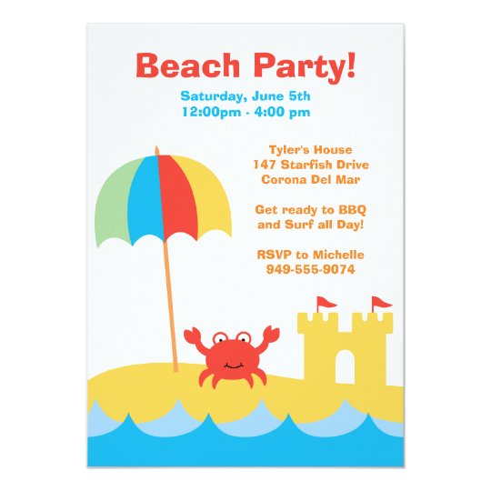 Beach Party Birthday Invitation | Zazzle.com
